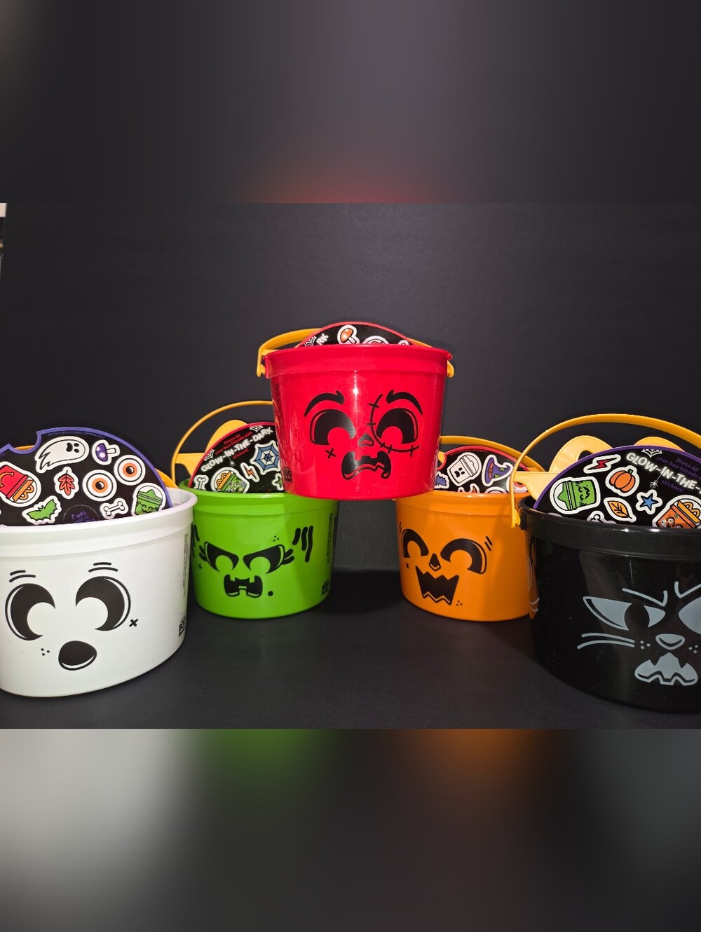 McDonald's 2025 Happy Meal Halloween Boo Buckets Set of 5 With Glow In The Dark